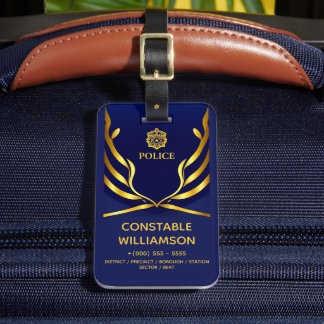 Politieagent marine blauwe vlag aangepaste reizen bagagelabel