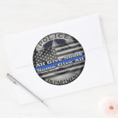 Politieagent Memorial Badge Ronde Sticker (Envelop)