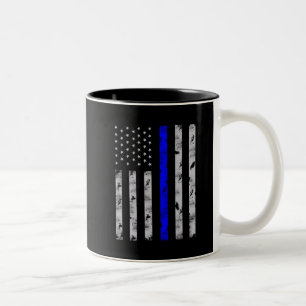 Politieagent met Thin Blue Line Tweekleurige Koffiemok