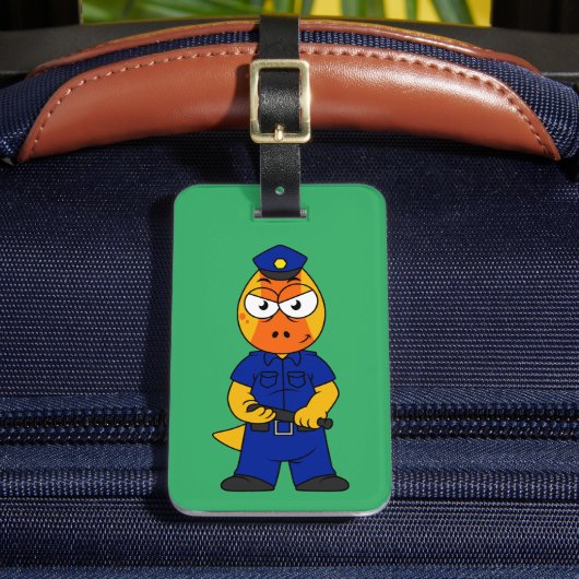 Politieagent Pachycephalosaurus. Bagagelabel (Voorkant Insitu 2)