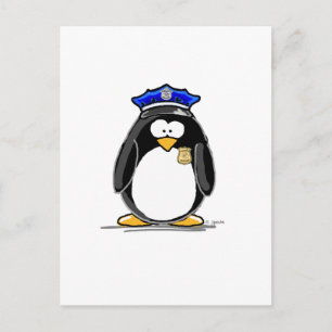 Politieagent Penguin Briefkaart