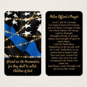 Politieagent Prayer Card Thin Blue Line Gold Visitekaartje
