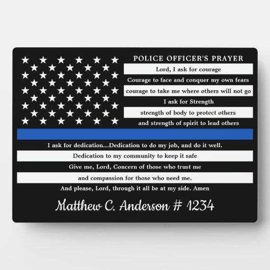Politieagent Prayer Gift Thin Blue Line Fotoplaat (voorkant)