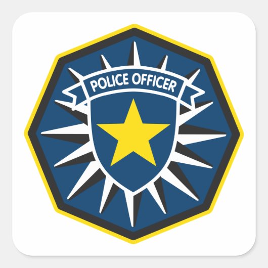 Politieagent Star Vierkante Sticker (Voorkant)