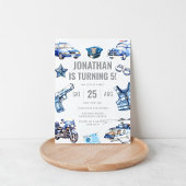 Politieagent Themd Boys 5th Birthday Party Kaart