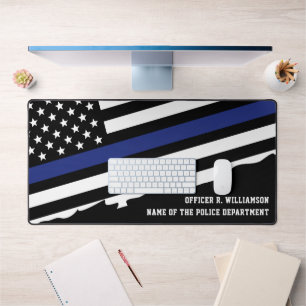 Politieagent Thin Blue Line Flag Custom Bureaumat