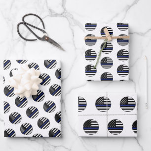 Politieagent Thin Blue Line Law Enforcement Cop Inpakpapier Vel