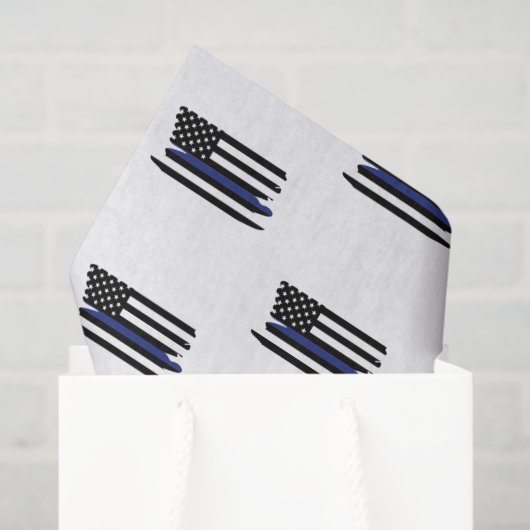 Politieagent Thin Blue Line Law Enforcement Cop Tissuepapier (Cadeauzakje)