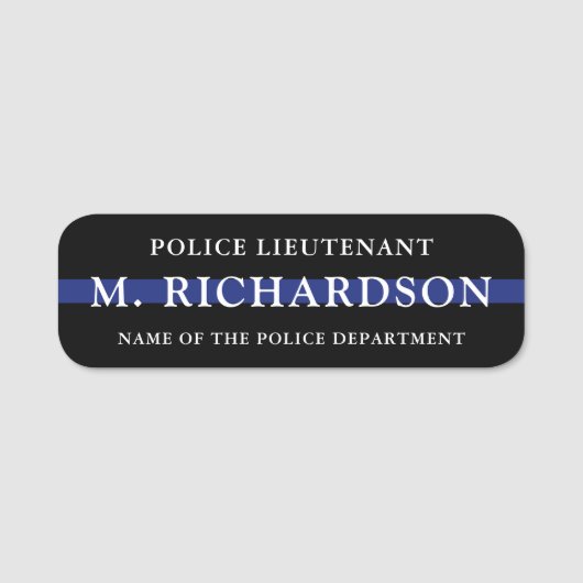 Politieagent Thin Blue Line Police Department Naamplaatje (Voorkant)