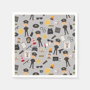 Politieagent Verjaardagsfeestje Grijs Servet