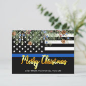 Politieagent wetshandhaving kerst bedankkaart (Staand voorkant)