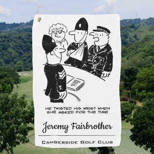 Politieagent wrist Cartoon verwondingen Golfhanddoek