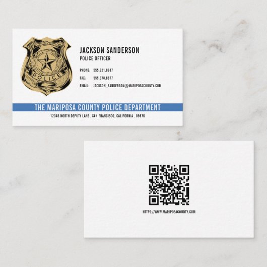 Politieambtenaar Afdeling Wetshandhaving QR-code Visitekaartje (Voorkant / Achterkant)