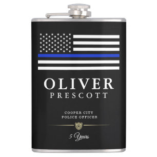 Politieambtenaar Thin Blue Line ThreadBlack Heupfles
