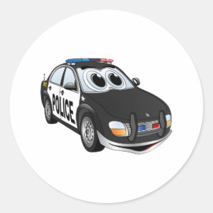 Politieauto Cartoon BWB Ronde Sticker