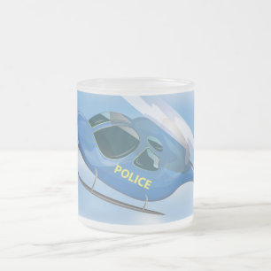 Politieauto en helikopter matglas koffiemok