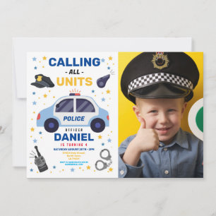 Politieauto Kantoor Foto Verjaardagsfeest Kaart