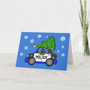 Politieauto met Wenskaart met kerstbomen Kaart