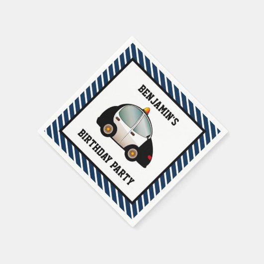 Politieauto Verjaardagsfeestdocument Servet (Hoek)