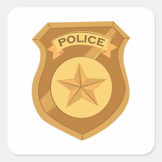 Politiebadge Vierkante Sticker (Voorkant)