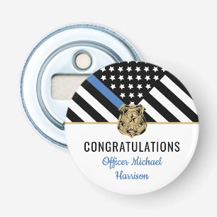 Politiebadge Vlag Felicitaties Afstuderen Button Flesopener