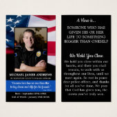 Politiebeambte Funeral Prayer Kaart Thin Blue Line (Voorkant /achterkant)