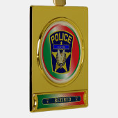 Politiebeambte in ruste aangepaste kerstversiering verguld banner ornament (Rechts)