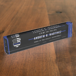 Politiebeambte Thin Blue Line Badge Politie Naambordje