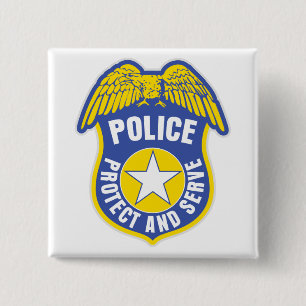 Politiebescherming en -toegangspasje vierkante button 5,1 cm