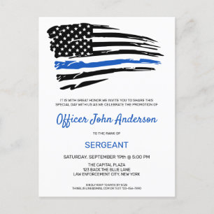 Politiebevorderende functionaris Thin Blue Line Pa Aankondigingskaart