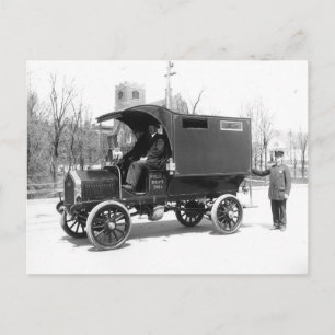 Politiebobbywagen, 1909. Oude foto Briefkaart