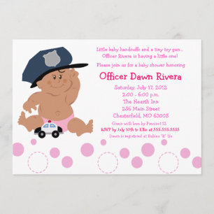 POLITIEBUREAU Cop GIRL Baby shower Uitnodiging 5x7