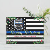 Politiedienst Kerstmis Thin Blue Line Feestdagenkaart (Staand voorkant)