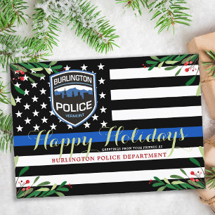 Politiedienst Kerstmis Thin Blue Line Feestdagenkaart