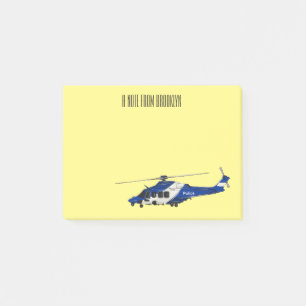 Politiehelikopter cartoon illustratie post-it® notes
