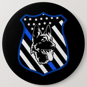 Politiehond Badge Speld Knop Groter Ronde Button 6,0 Cm