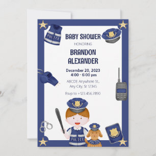Politiejongen baby shower Uitnodiging