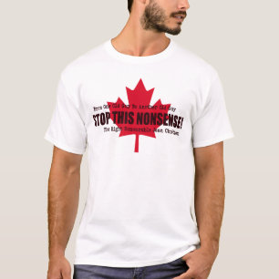 Politiek citaat STOP DEZE ONZIN Rode esdoorn blad T-shirt