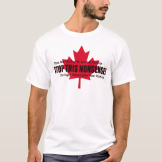 Politiek citaat STOP DEZE ONZIN Rode esdoorn blad T-shirt