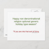 Politiek correcte feestdag feestdagenkaart (Voorkant / Achterkant)