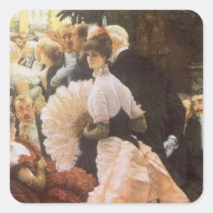 Politieke Dame door James Tissot, antieke Victoria Vierkante Sticker