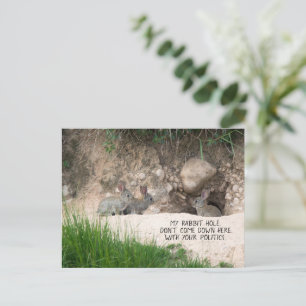 Politieke Humor van Rabbit Hole Bunny Photo Politi Briefkaart