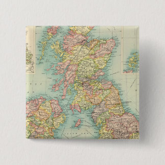 politieke kaart van de Britse eilanden Vierkante Button 5,1 Cm