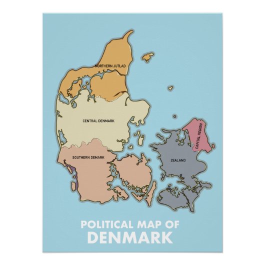 Politieke kaart van Denemarken Perfect Poster (Voorkant)