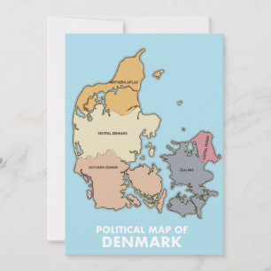 Politieke kaart van Denemarken Poster