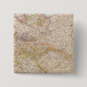 Politieke kaart van Duitsland Vierkante Button 5,1 Cm