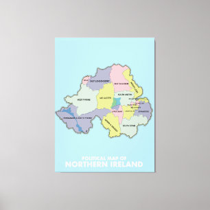 politieke kaart van Noord-Ierland. Canvas Afdruk