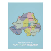 Politieke kaart van Noord-Ierland.