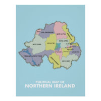 politieke kaart van Noord-Ierland.