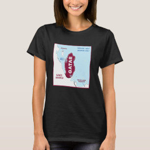 Politieke kaart van Qatar in vlagkleuren. Naburige T-shirt